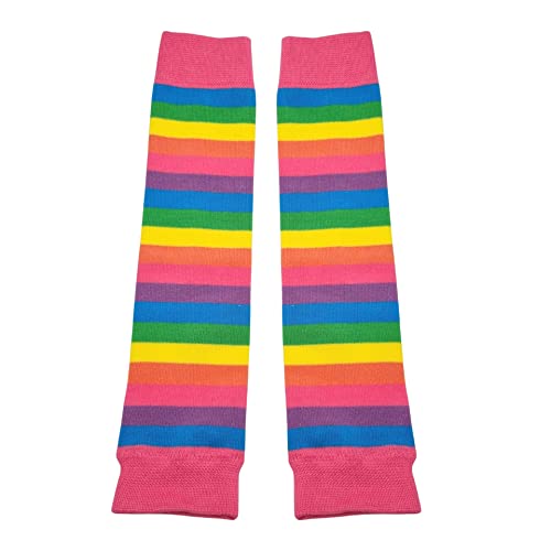 Rainbow Stripe Leg Warmers - Red & Pink (6 months to 5 years)