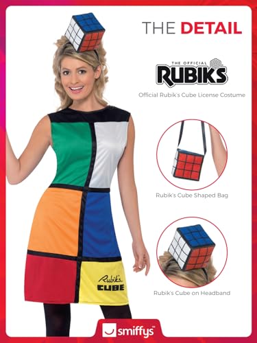 Smiffys Rubik's Cube Officially Licensed Costume Dress Set with Headband and Bag (38791S)