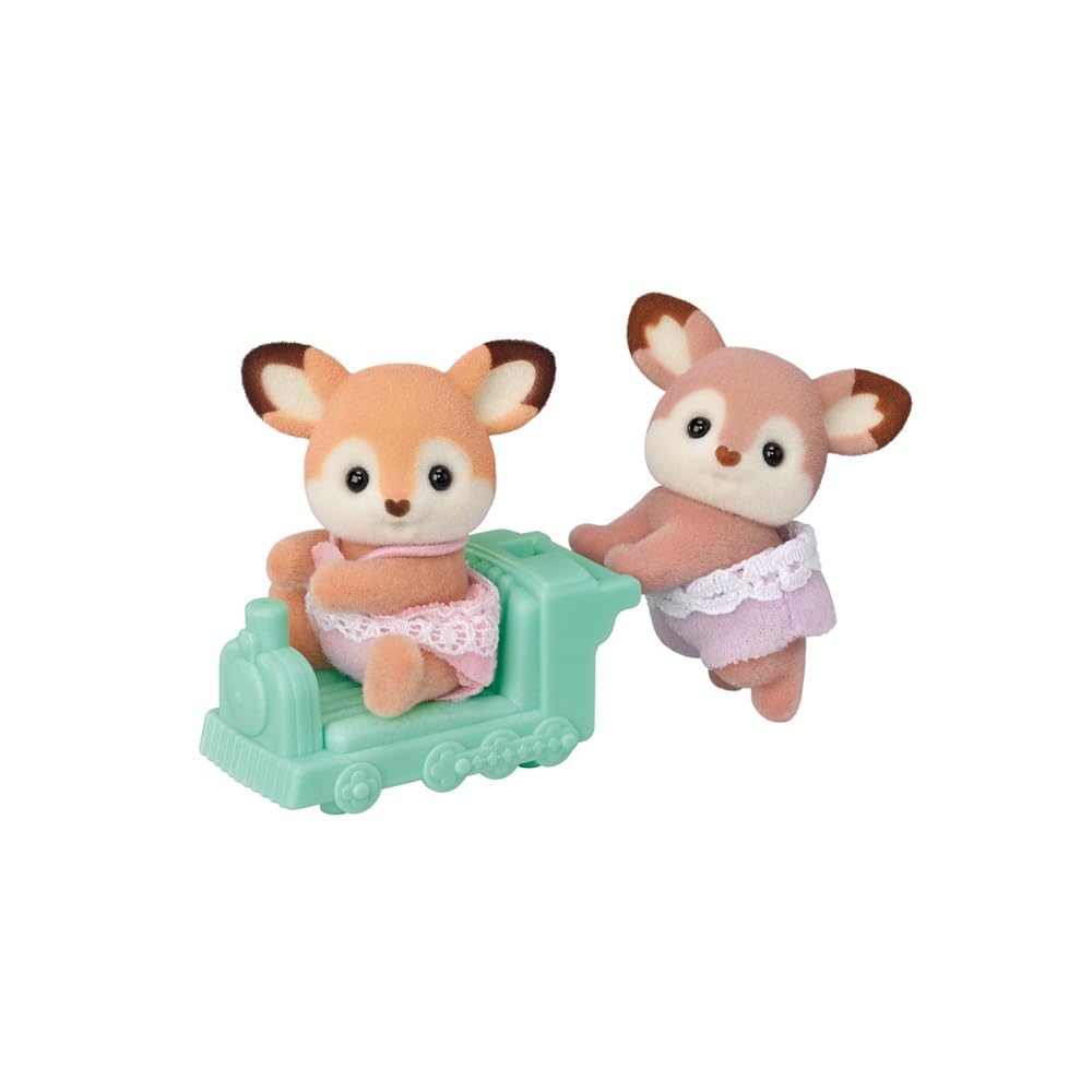 EPOCH Sylvanian Families Deer Twins 5800 with Pushcar | Ages 3+ | Colourful PVC Figures 4