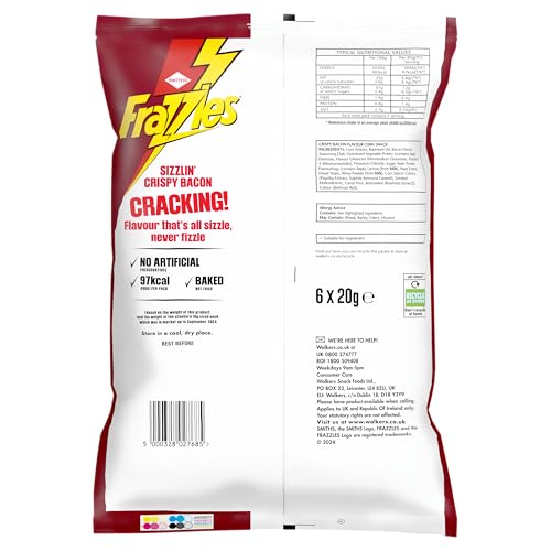 Frazzles Bacon Flavour Crisps 6pk - Baked Not Fried, 97Kcal Per Pack 5