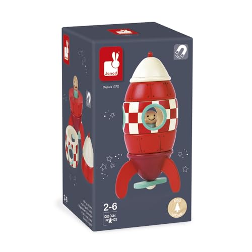 Janod Magnet Rocket Kit - Wooden Building Set for Toddlers 2-6 Years 17