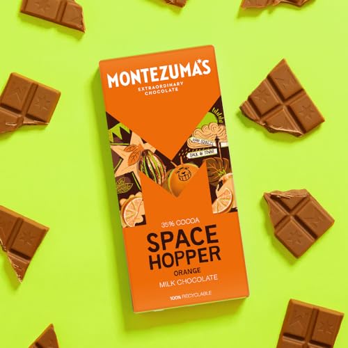 Montezuma's Space Hopper Milk Chocolate Bar with Orange, 35% Cocoa, Gluten Free, 90g