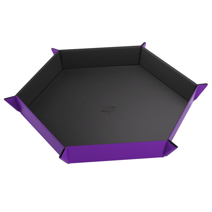 Gamegenic Magnetic Dice Tray - Hexagonal Reversible Dice Tray for Board Games, Black/Purple