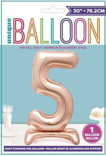 Rose Gold Foil Number 5 Balloon - 76cm Free-Standing Party Decor for Milestone Events