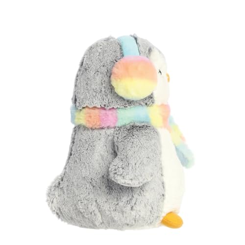 AURORA PomPom Penguin Muffs & Scarf Soft Toy - 9 Inches, Grey & White | Eco-Friendly 3