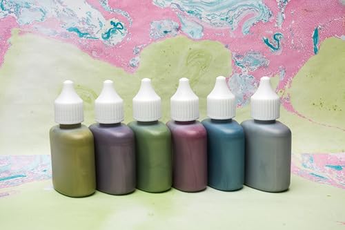 scola Marbling Ink - 6 Assorted Metallic Colours | 25ml Bottles | Oil Based