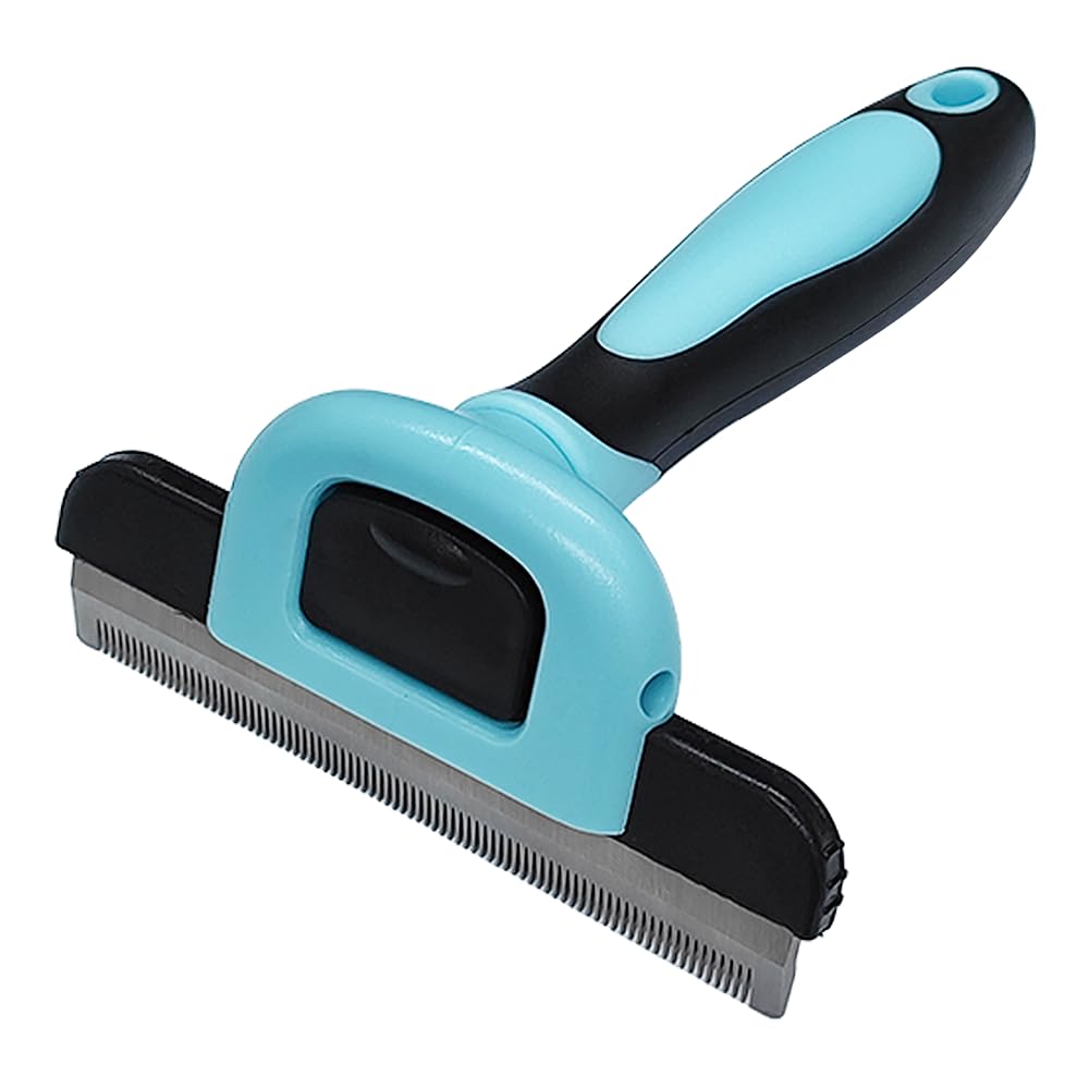 RAM ONLINE Double Sided Deshedding Dematting Comb for Dogs & Cats | Stainless Steel | Blue