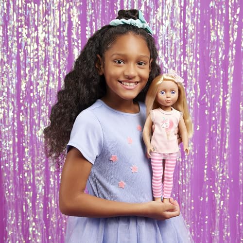 Glitter Girls Lacy - 14-Inch Posable Fashion Doll with Blonde Hair & Purple Eyes - Pink Tunic Outfit 9