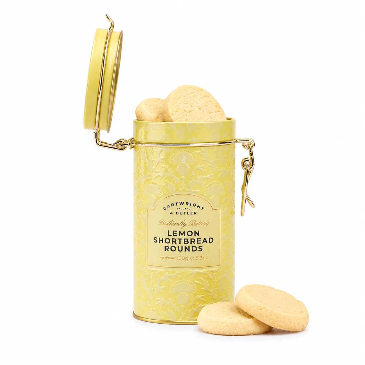 Cartwright & Butler Lemon Zest Shortbread Rounds - Buttery & Crumbly | 150g Tin