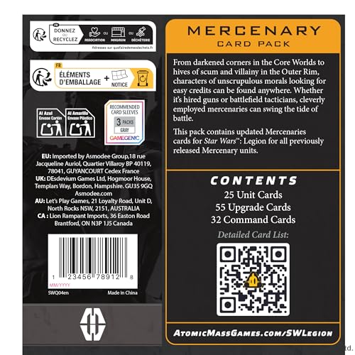 Atomic Mass Games Star Wars: Legion Mercenary Card Pack Expansion 3