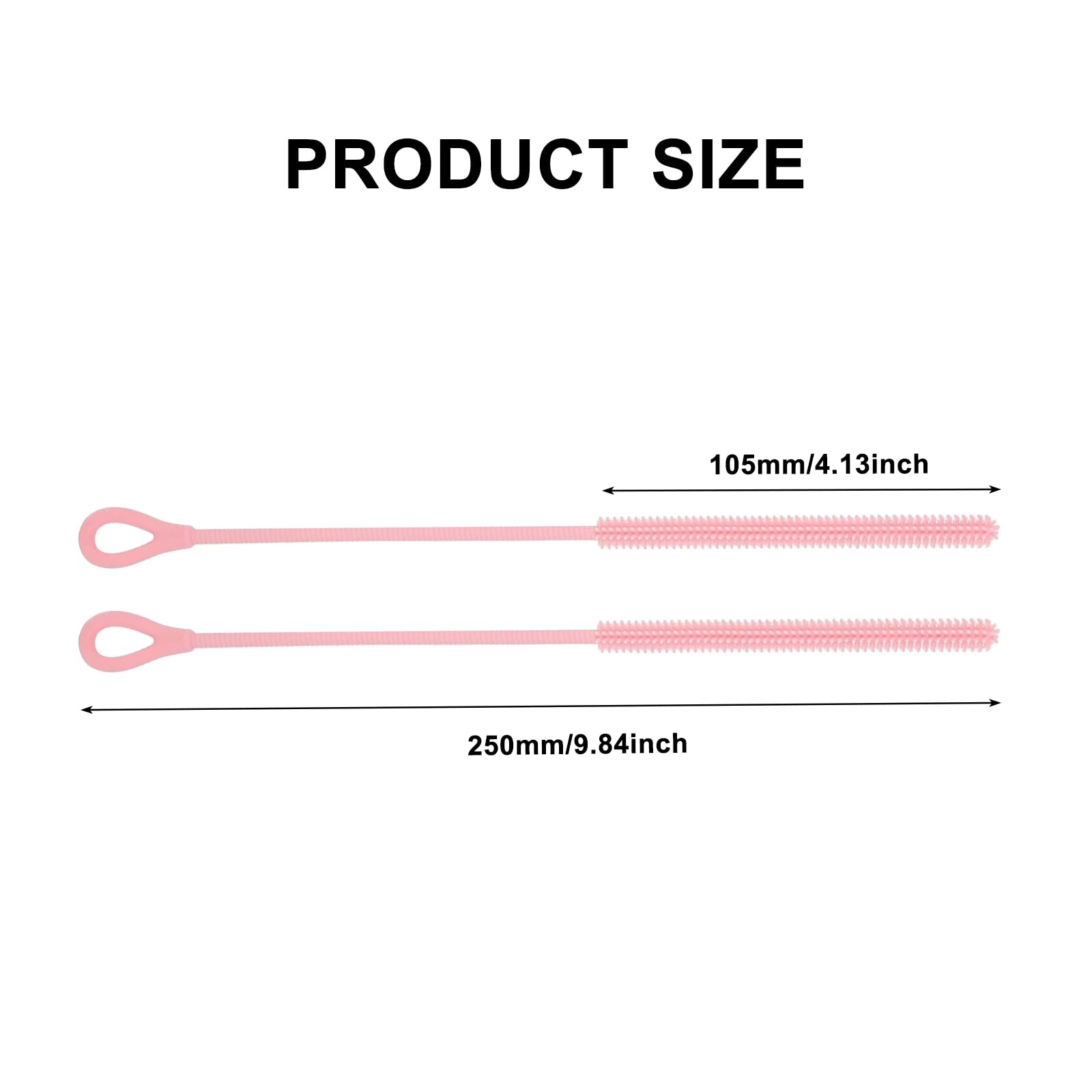 Admygo Silicone Straw Cleaner Brush Set - 2PCS with 6mm & 9mm Heads | 250mm Long