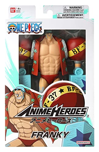 BANDAI One Piece Anime Heroes Franky Action Figure - 17cm Articulated Pirate Toy with Display Stand 10