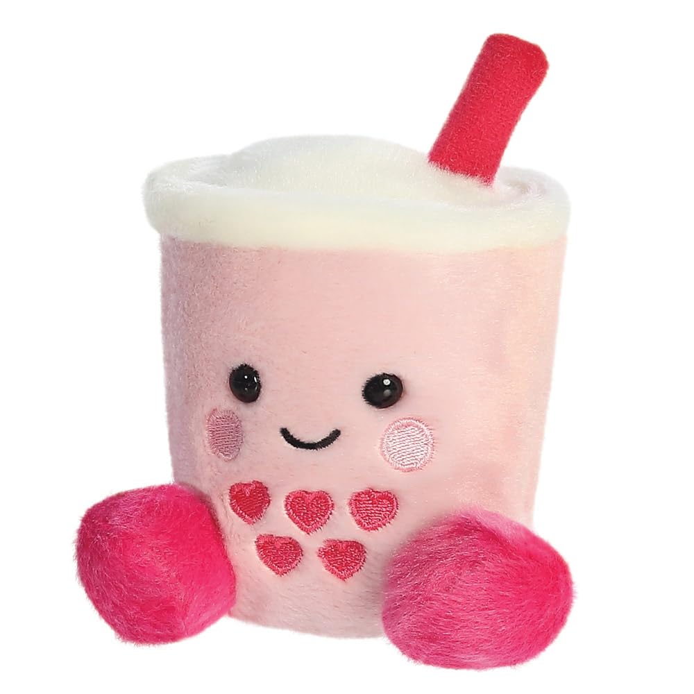 AURORA Palm Pals Tangy Heart Boba Soft Toy - 5 Inch Pink Plush | Suitable from Birth