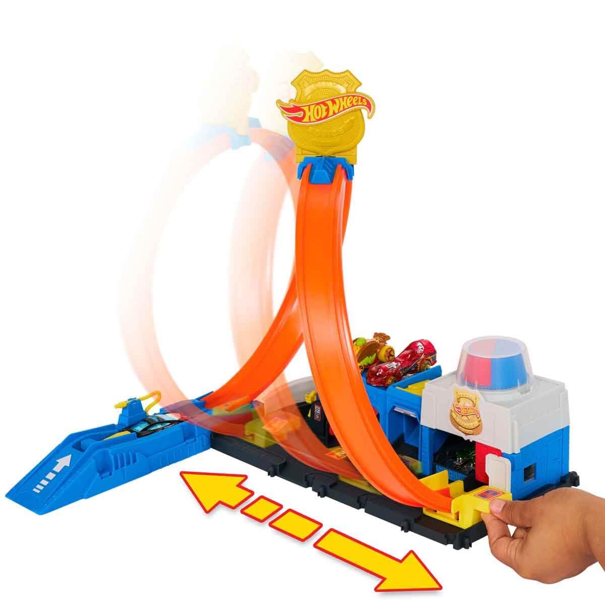 Hot Wheels Super Police Station Playset - Adjustable Loop Track | Includes 1:64 Scale Car | Model JBM71 4