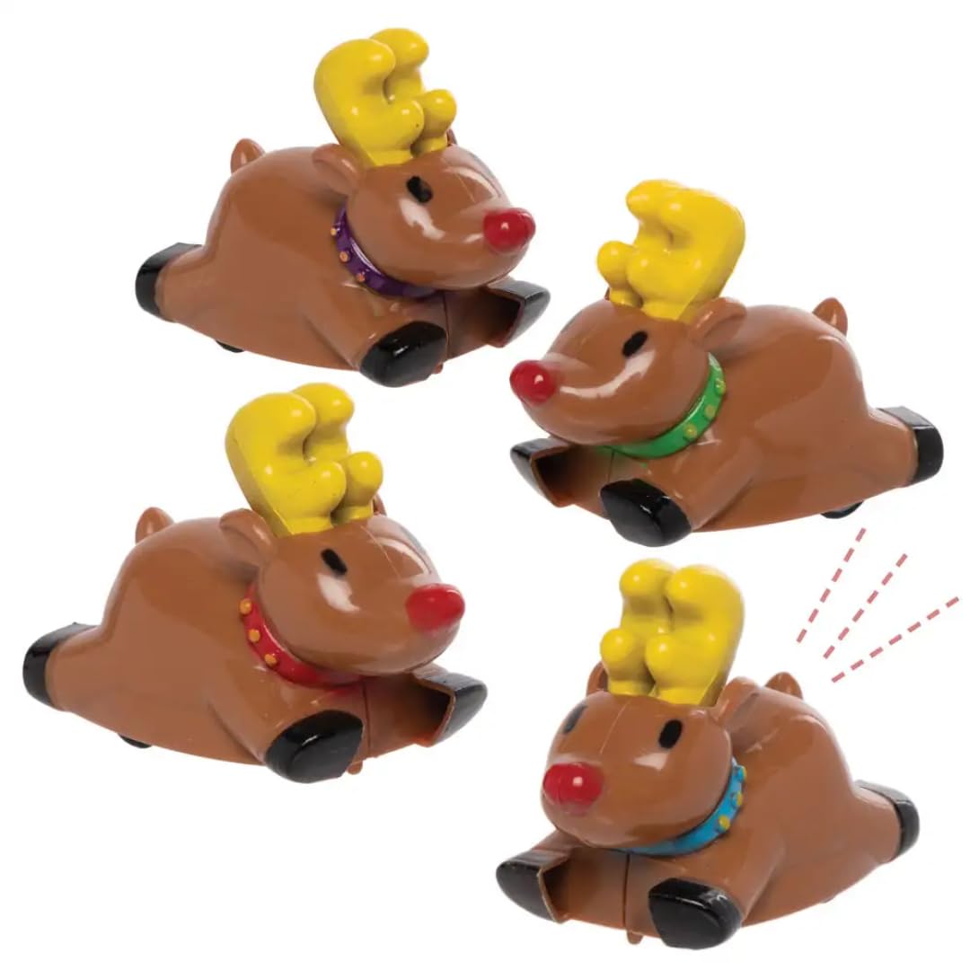 Baker Ross AX370 Racing Reindeer - Pack of 4 Pull-Back Race Toys for Kids 1