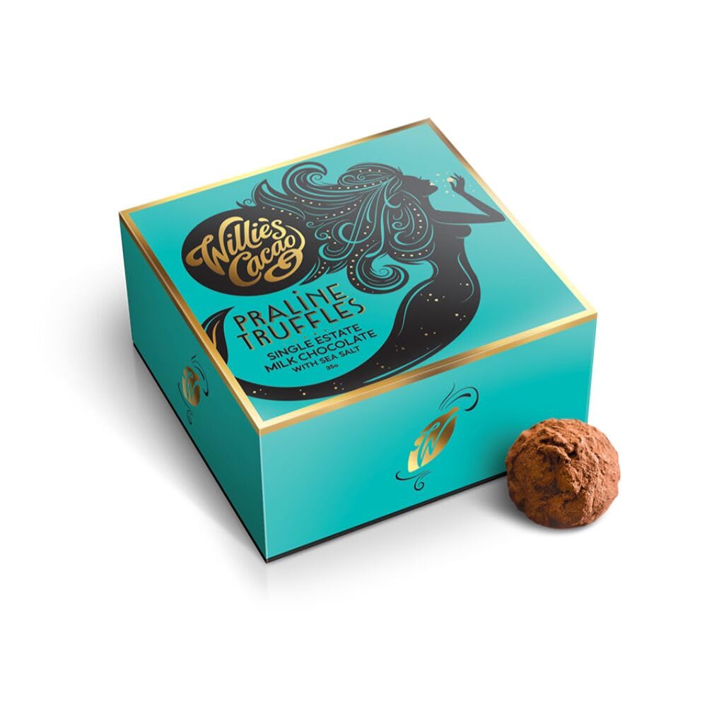 Willie's Cacao Milk Chocolate Praline Truffles with Cornish Sea Salt Gift Box | 35g Artisan Chocolate