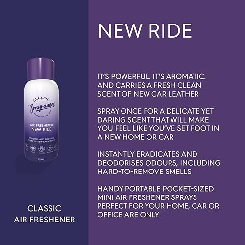 Designer Fragrances New Ride 4 Pack - 125ml Portable Air Freshener Sprays for Car, Home & On the Go