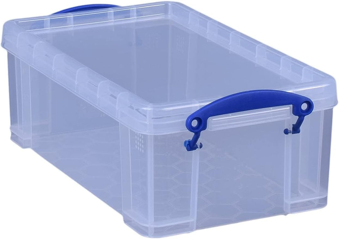 Really Useful Storage Box 5 Litre Clear - Transparent Stackable Plastic Organizer Box with Clip Lock Handles