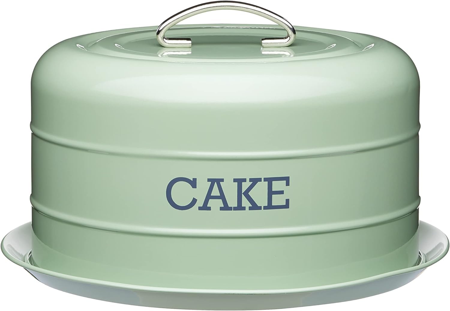KitchenCraft Living Nostalgia Cake Storage Tin - Airtight Cake Dome, 28.5 x 18 cm, English Sage Green