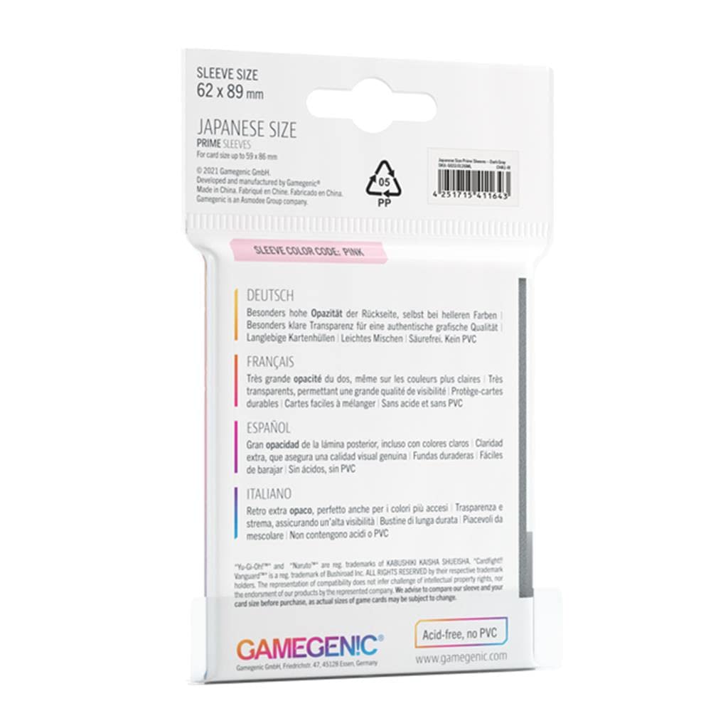Gamegenic Prime Japanese Sized Sleeves - Dark Gray | 60 Count | 100 Micron Thickness 2
