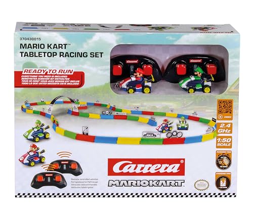 Carrera RC Mario Kart Tabletop Racing Set - Mario & Luigi 1:43 Scale | 2.4GHz | Includes 45 Track Elements