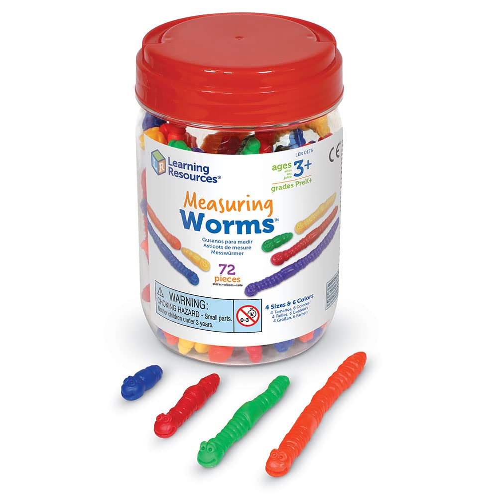 Learning Resources Measuring Worms - Set of 72 Plastic Tactile Math Tools for Ages 5-9 2