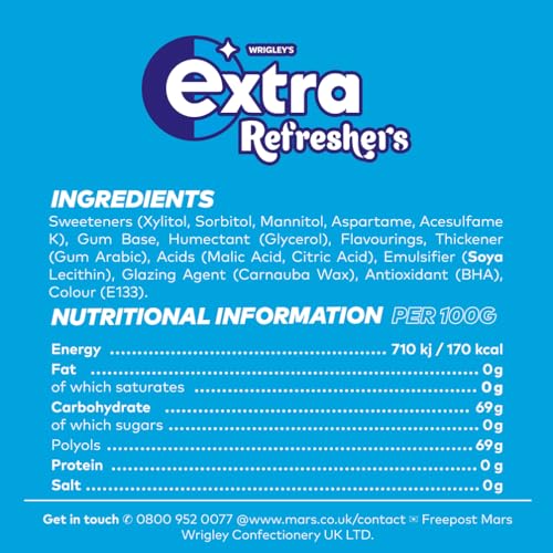 Extra - Refreshers Sugar Free Chewing Gum, Strawberry Lemon Flavour, 16 Packs (112 Pieces)