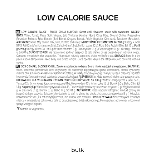 Bulk Low Calorie Sweet Chilli Sauce, 425g – Low Sugar, Fat-Free, 1 kcal per Serving