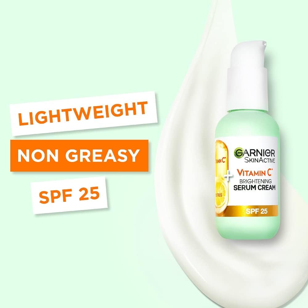 Garnier Vitamin C Serum Cream (50ml) - Brightening Face Moisturizer with 20% Vitamin C & SPF 25