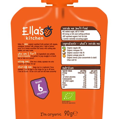 Ella's Kitchen The Orange One Organic Fruit & Juice Blend, 5 x 90g Pouches