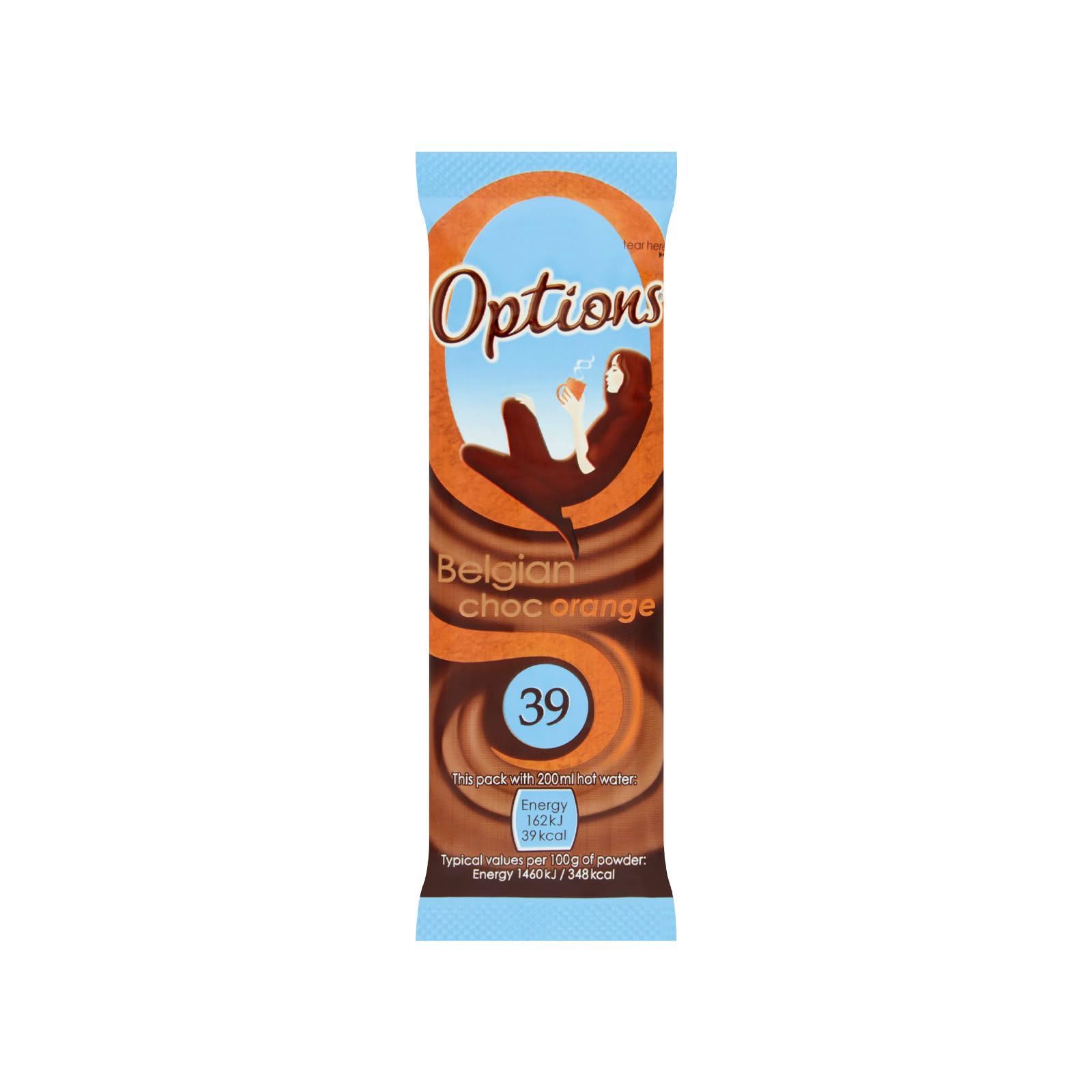 Options Belgian Chocolate Orange Hot Chocolate Sachets - Low Calorie, Pack of 30