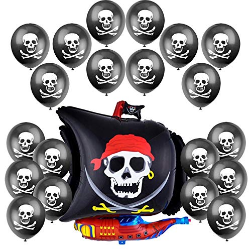 Pirate Skull & Crossbones Balloons - 15Pk Latex Party Decorations for Halloween & Birthday