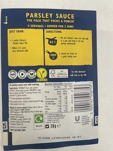 Colman's Parsley Sauce Mix with Nutmeg, 20g - Vegetarian, No Added MSG
