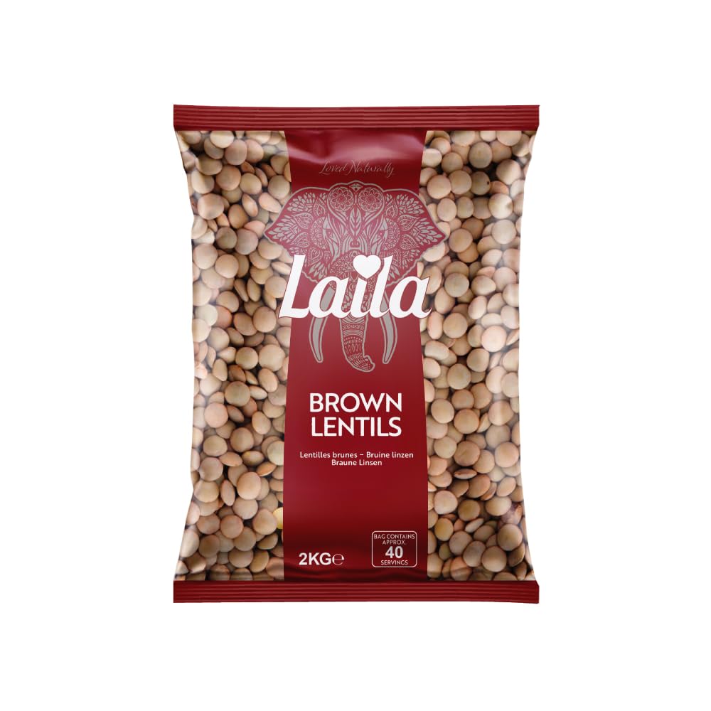 LAILA Brown Lentils - Whole Form, Earthy Flavor | 2 kg