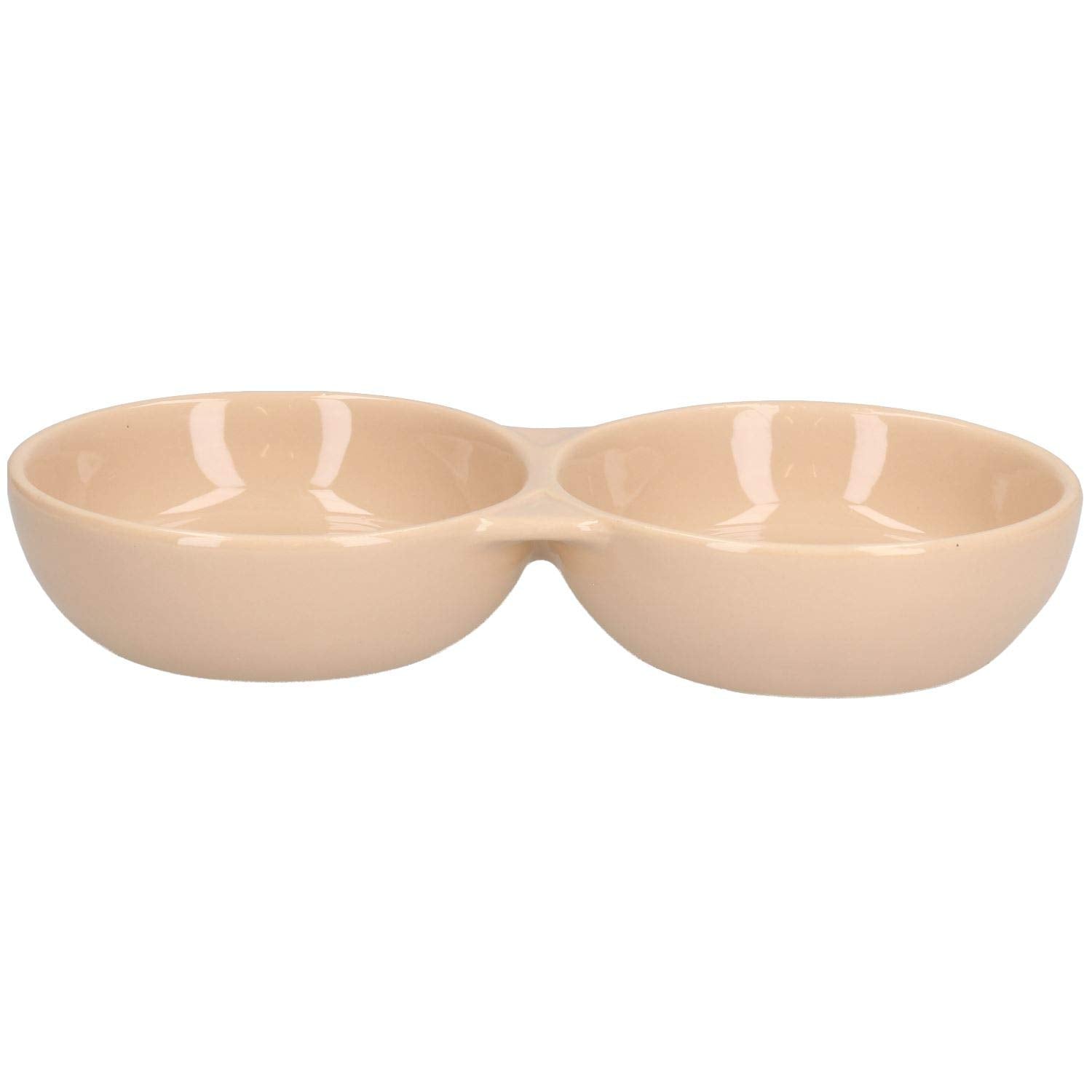 Rosewood Naturals Ceramic Twin Dish - 8 Inch | Dual Compartment | Dishwasher Safe