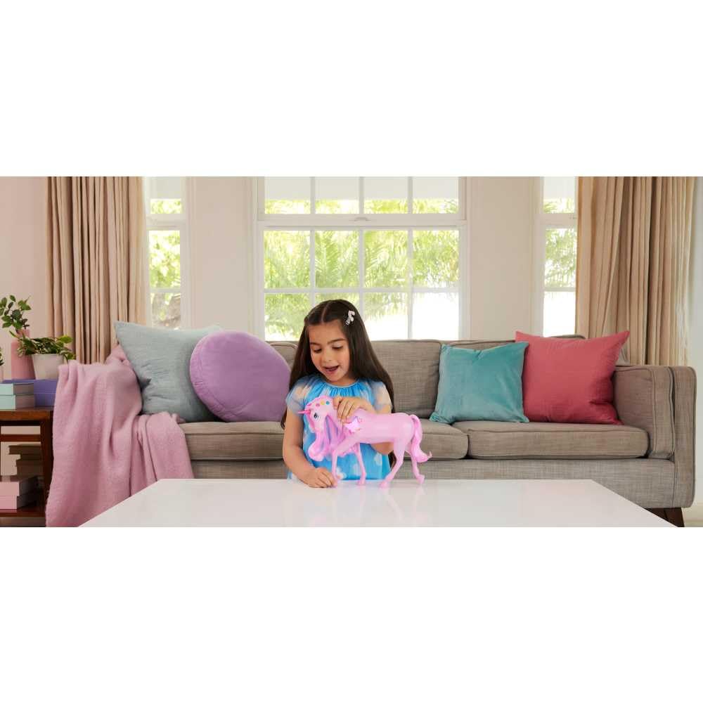 Barbie Sparkle Lights Toy Unicorn - Interactive Light & Sound Play for Kids 3+