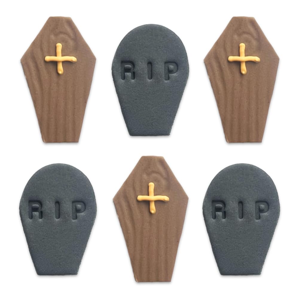 Anniversary House - Halloween Edible Fondant Cake Toppers with Coffins and Tombstones