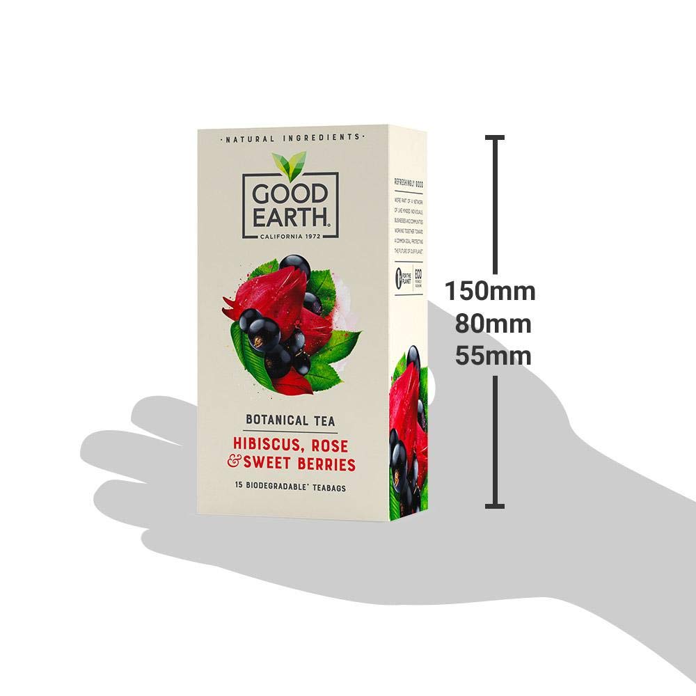 Good Earth Hibiscus, Sweet Berries & Rose Tea - Herbal Tea, 15 Biodegradable Tea Bags