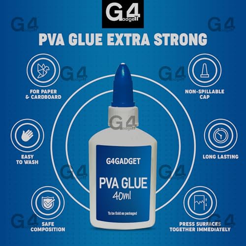 G4GADGET PVA Glue Multi-Purpose Adhesive - 4 Pack, 40ml Each Bottle (160ml Total) 4
