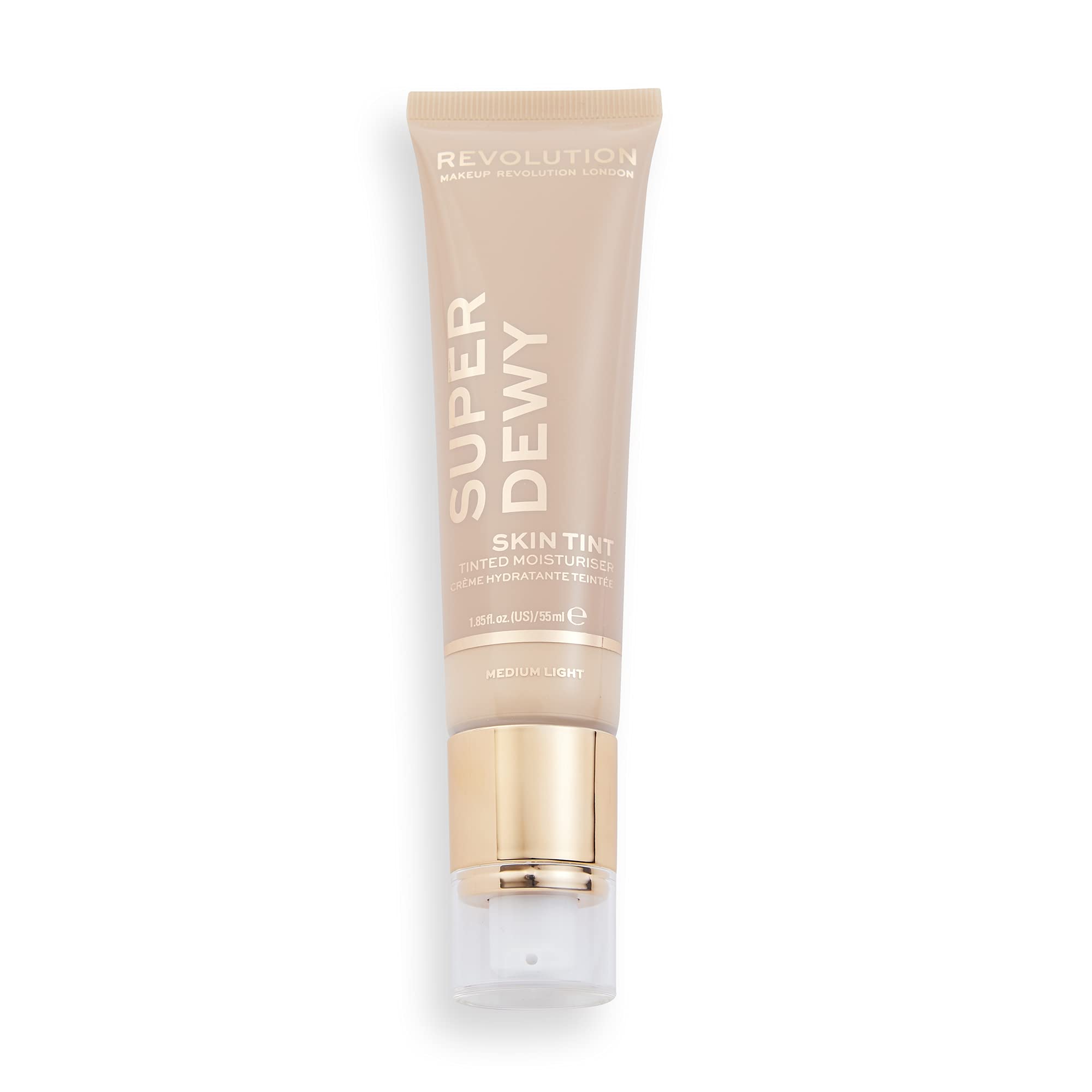 Makeup Revolution Superdewy Tinted Moisturiser - Light Coverage, Dewy Finish, Hydrating, Antioxidant, Medium Light
