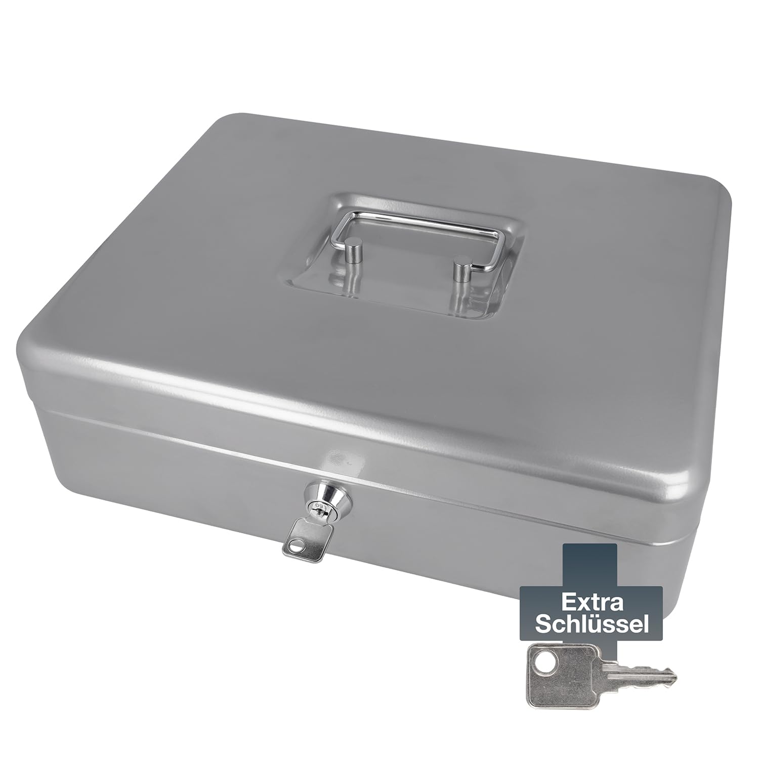 Westcott Lockable Cash Box - Large (30 cm) Sheet Steel Security | Portable | Silver 3