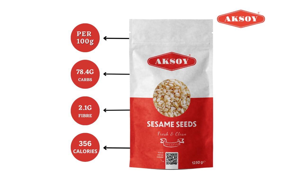 AKSOY Hulled Sesame Seeds - 100% Natural, Non-GMO, Fresh | 1250g 4