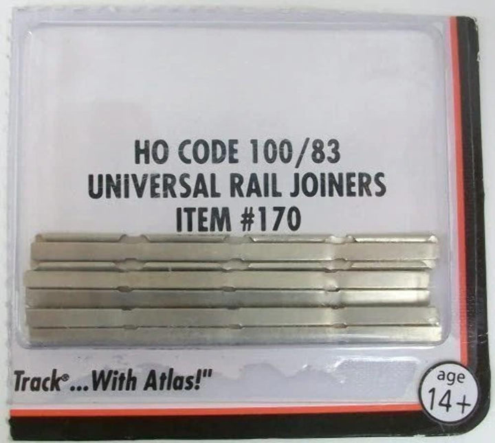 Atlas 170 Code 100 HO Universal Rail Joiners Nickel Silver (48 Pcs.) - Model Train Track Accessories for HO Scale Layouts