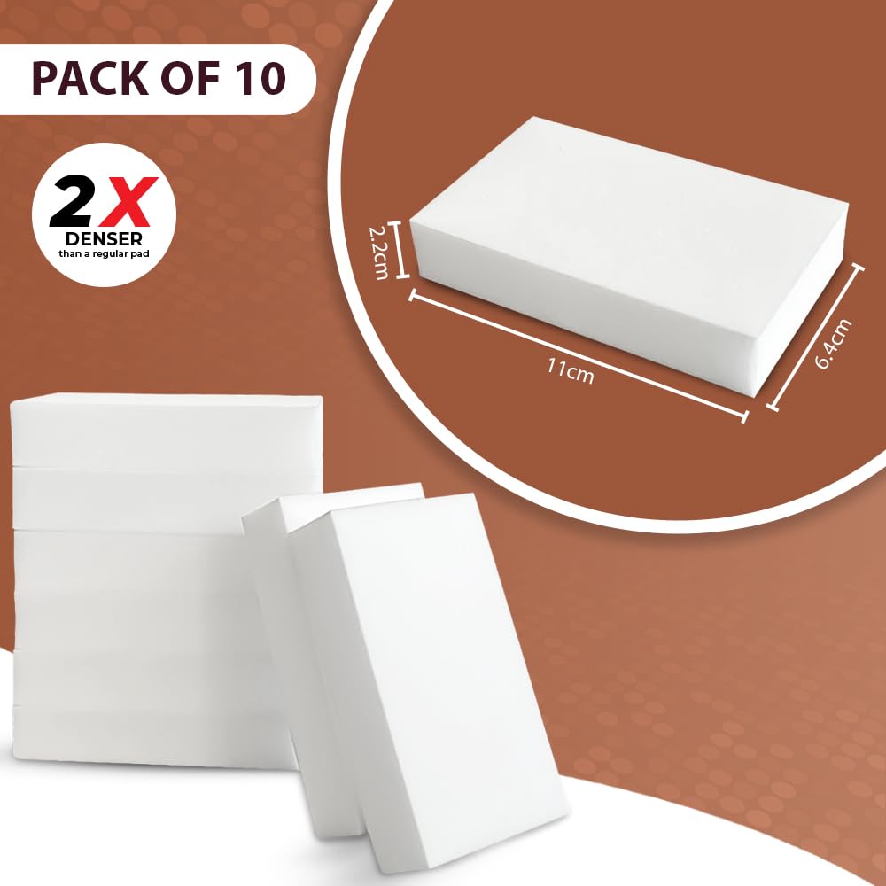 FABRIO Melamine Cleaning Eraser Sponges - Pack of 10 with 2 Denser for Heavy-Duty Cleaning 3