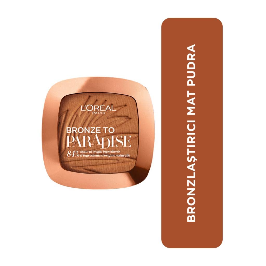 L'Oreal Paris Back To Bronze Matte Bronzing Pressed Powder - Buildable Formula, Shimmer-Free, Medium Shade, 9g