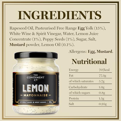 The Condiment Company Lemon Mayonnaise (300g Jar) - Free Range, Gluten Free 6