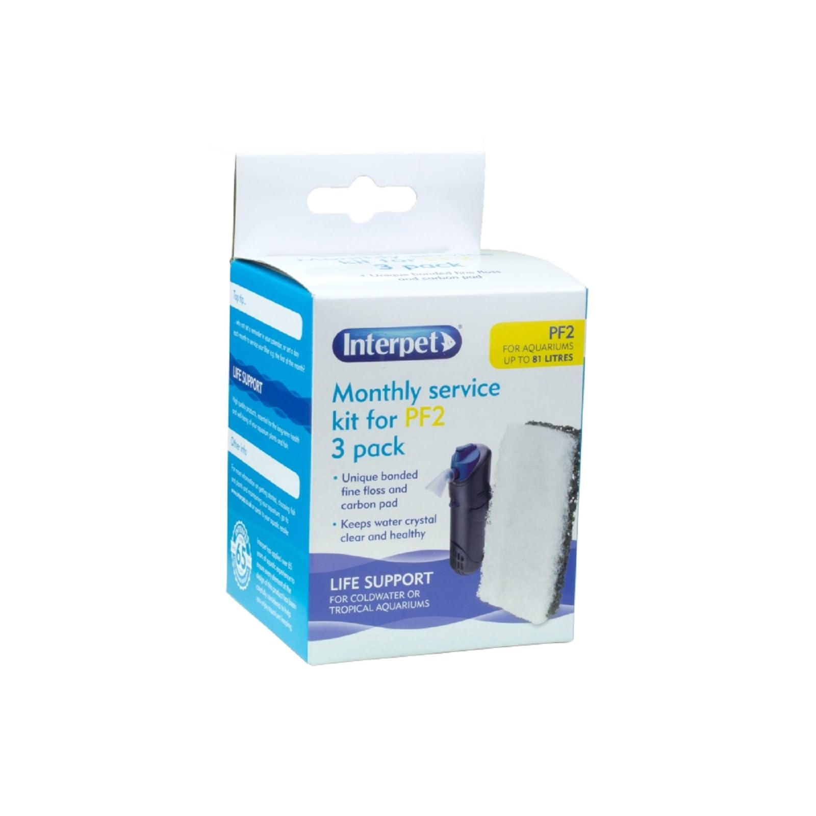 Interpet Monthly Service Kit for PF2 Filter - Carbon & Floss Pads | 3 Count