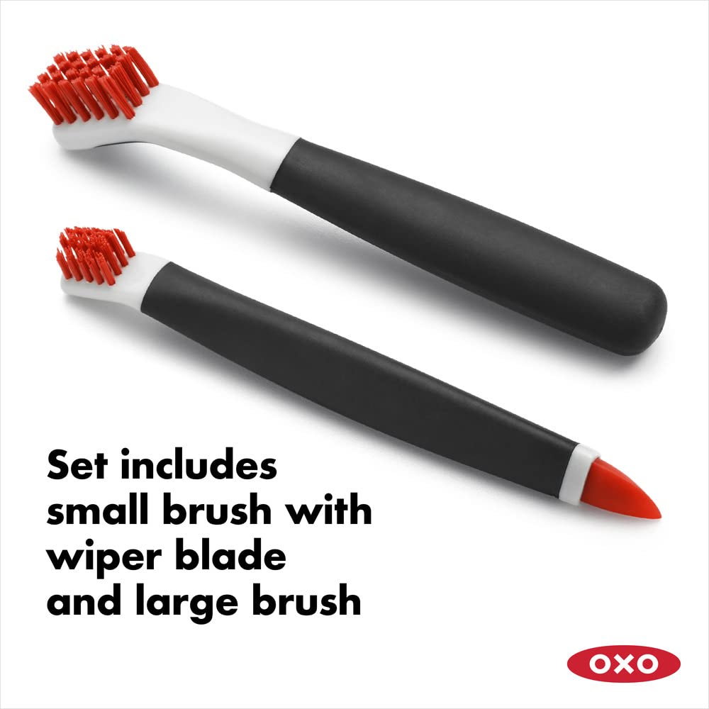 OXO Good Grips Deep Clean Brush Set - 2 Piece Set with Wiper Blade | Nylon Bristles 4