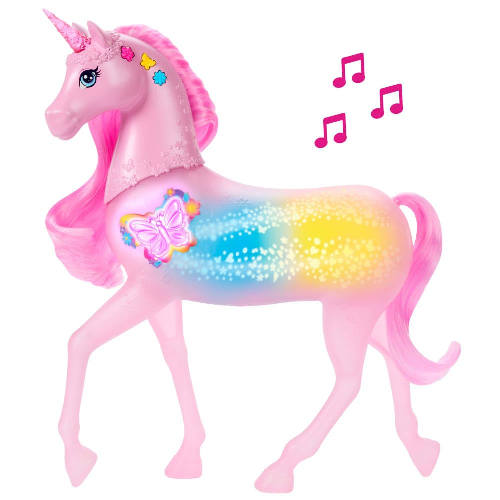 Barbie Sparkle Lights Toy Unicorn - Interactive Light & Sound Play for Kids 3+