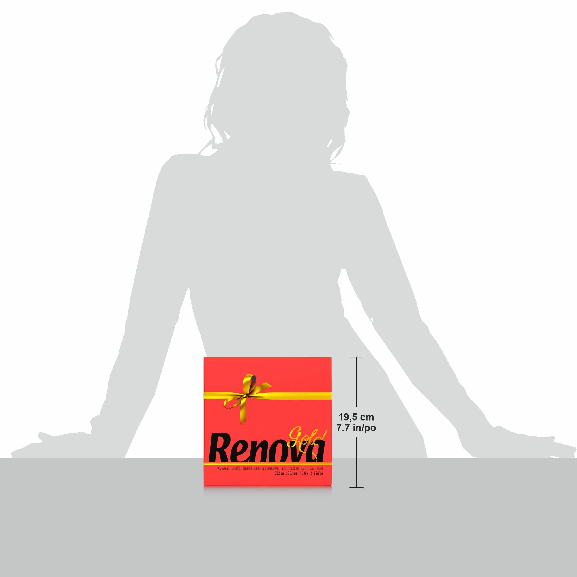 Renova Gold Red Paper Napkins - Double Layer, Textured, 39 x 39 cm, 40 Count 5